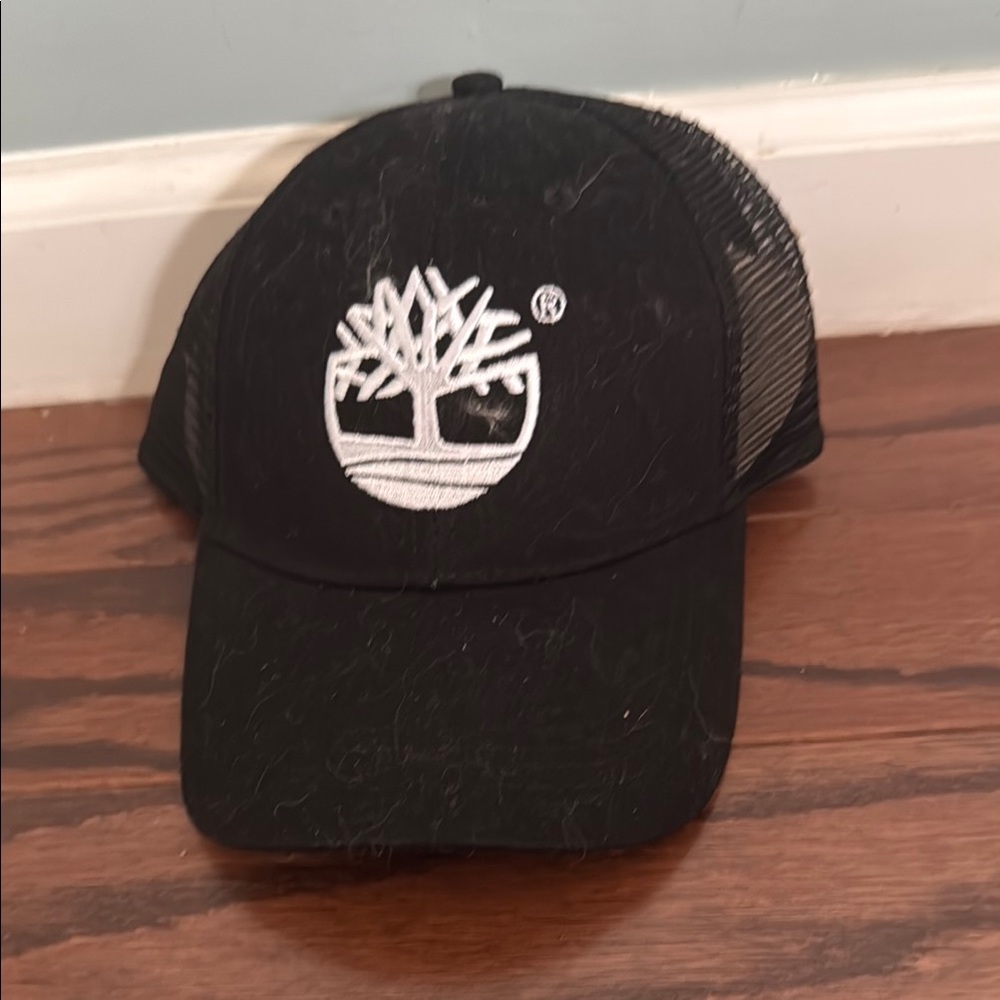 Timberland Black Hat with White Emblem